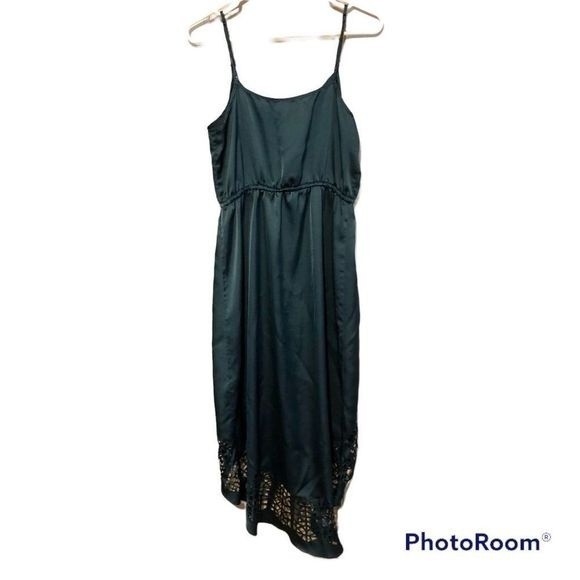 Rory Beca Forever 21 Cutout Hi Low Teal Green Slip Dress Womens Size M - Picture 2 of 7